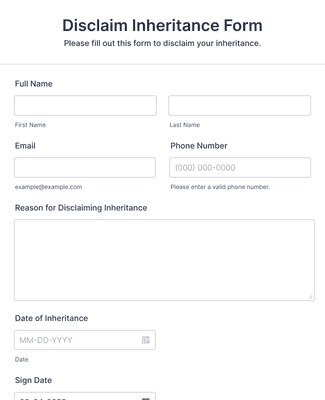 Disclaim Inheritance Form Template | Jotform