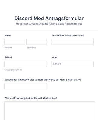 Form Templates: Discord Mod Antragsformular