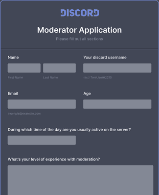 Form Templates: Discord Mod Application