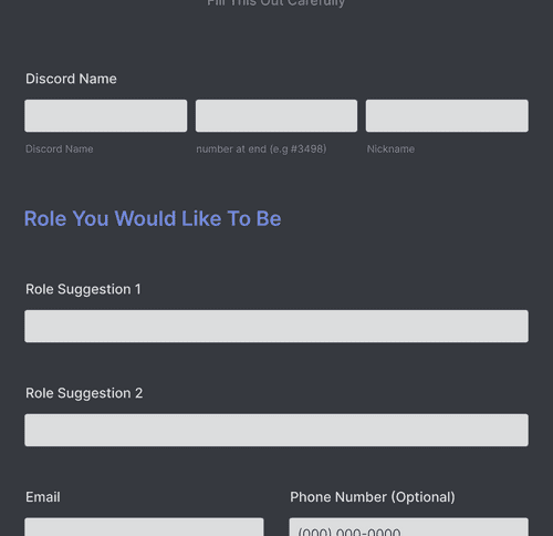 Form Templates: Discord Role Application Form