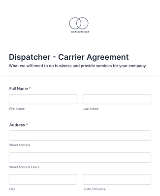 Dispatcher Carrier Agreement Form Template Jotform