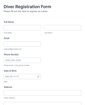 Diver Registration Form Template | Jotform