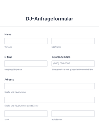 Form Templates: DJ Anfrageformular