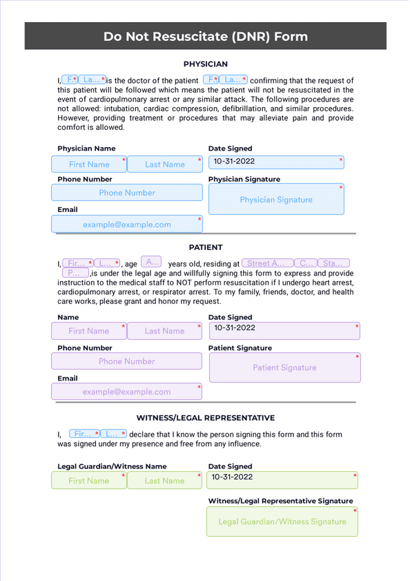 PDF Templates: Do Not Resuscitate (DNR) Form