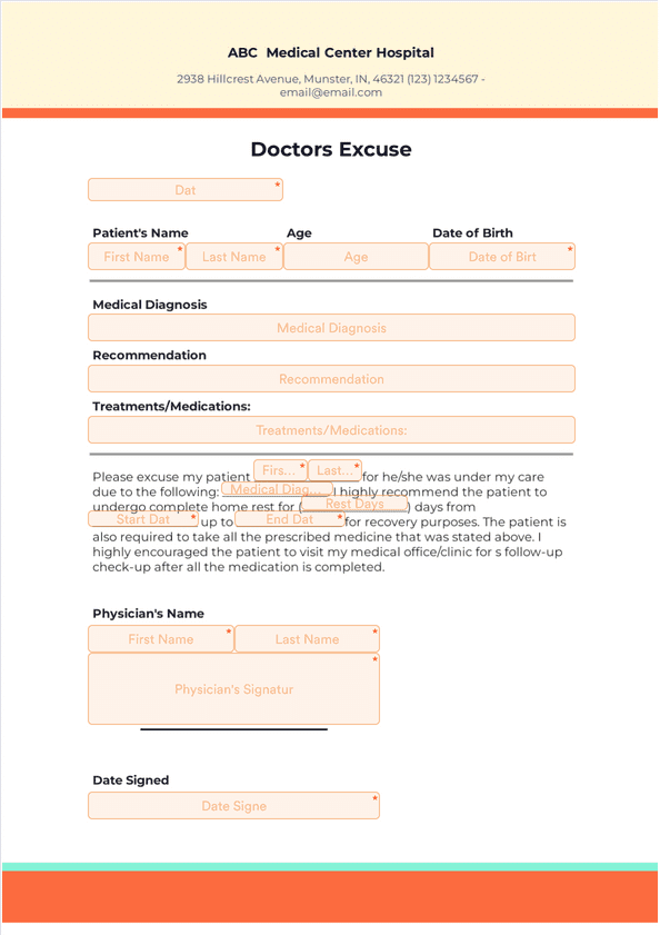 Sign Templates: Doctors Excuse Template