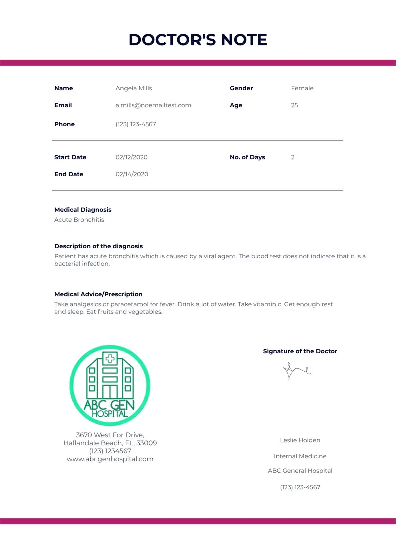 Doctors Note Template Sign Templates Jotform