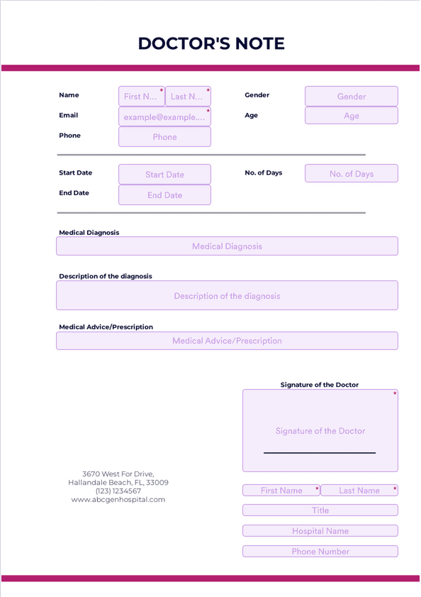 PDF Templates: Doctors Note Template