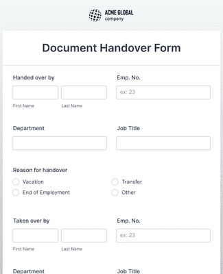 Form Templates: Document Handover Form