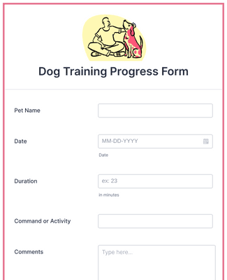 Dog Training Progress Form