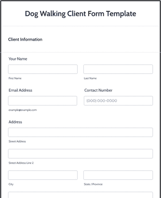 Form Templates: Dog Walking Client Form Template