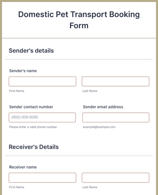 Domestic Pet Transport Booking Form Template | Jotform