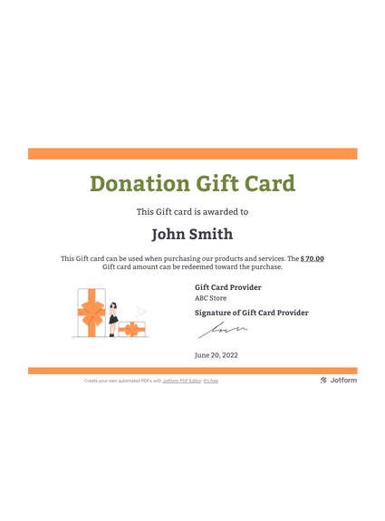 Donation Gift Card