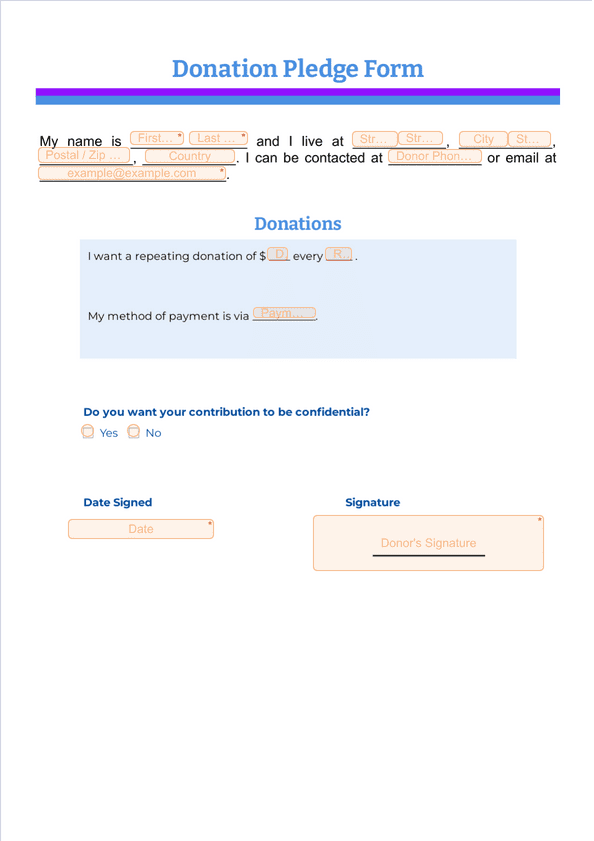 Donation Pledge Form - Sign Templates | Jotform