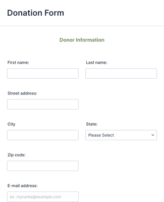Form Templates: Donor Information Form