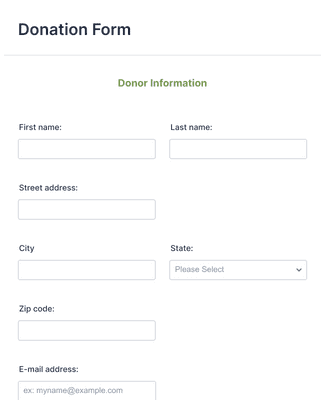 Form Templates: Donor Information Form