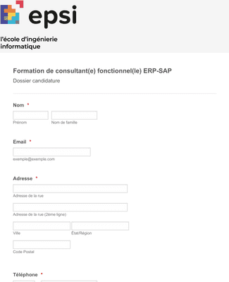Form Templates: Dossier de candidature Consultant(e) fonctionnel(le) ERP SAP 2021/2022