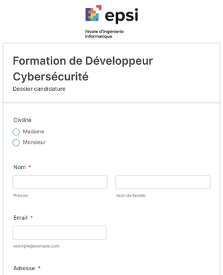 Form Templates: Dossier de candidature Développeur Cybersécurité
