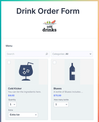 Form Templates: Drink Order Form