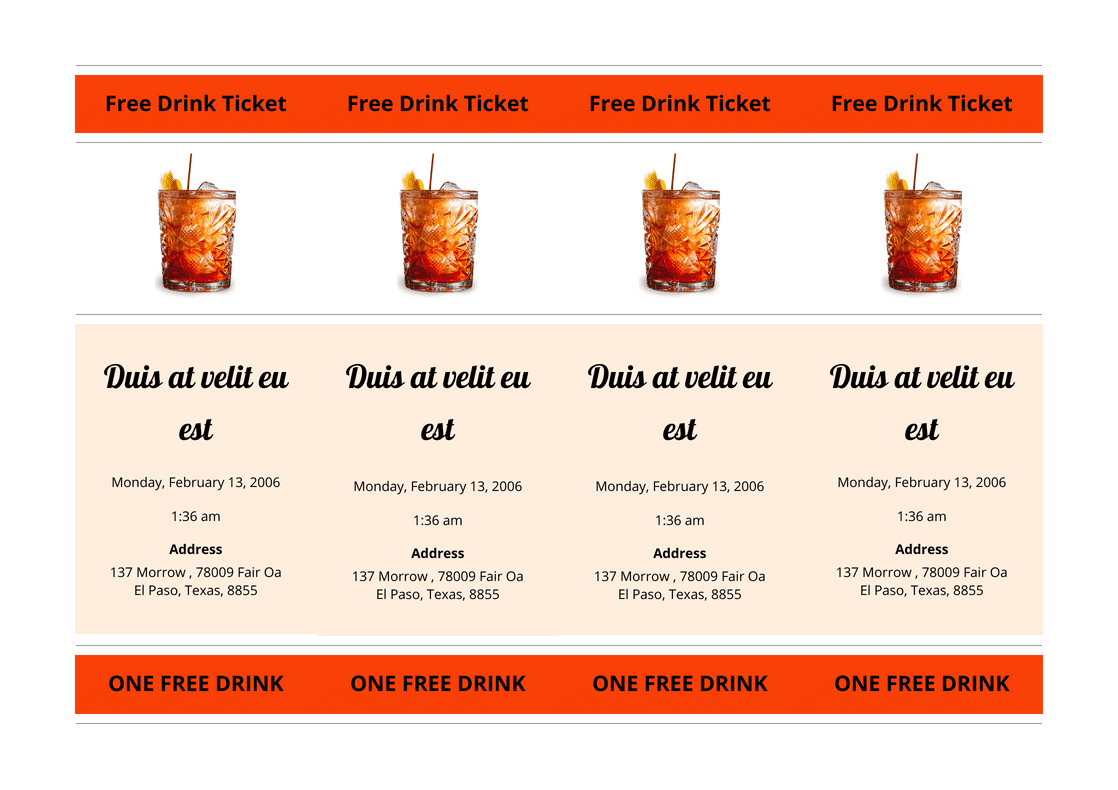 Drink Ticket Template - PDF Templates | Jotform