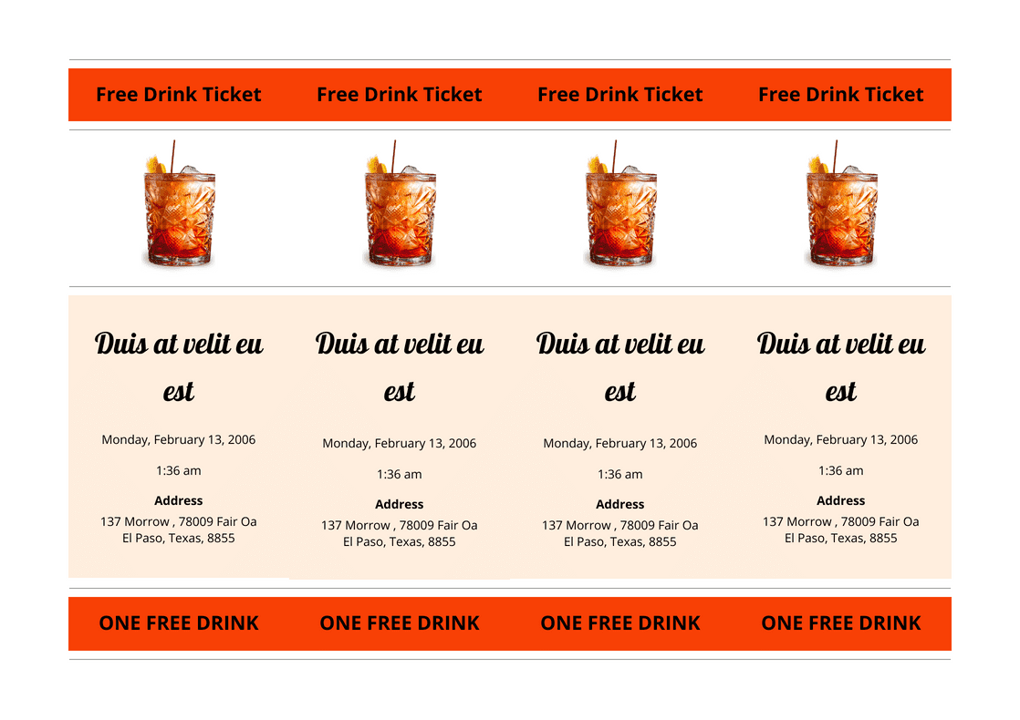 PDF Templates: Drink Ticket Template