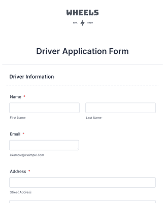 Form Templates: Driver Application Form