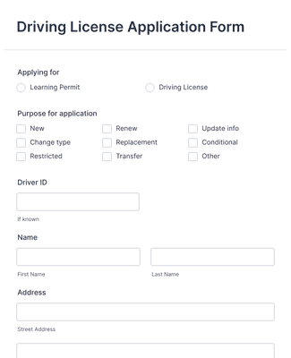 Form Templates: Driving License Application Form
