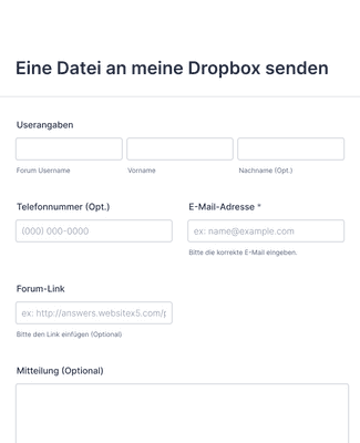 Form Templates: Dropbox Upload Formular