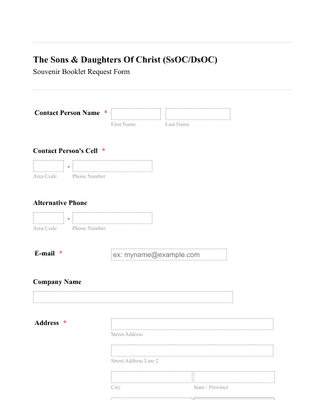 Souvenir Booklet Advertising Form