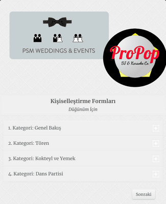 Form Templates: Düğün DJ Planlama Formu