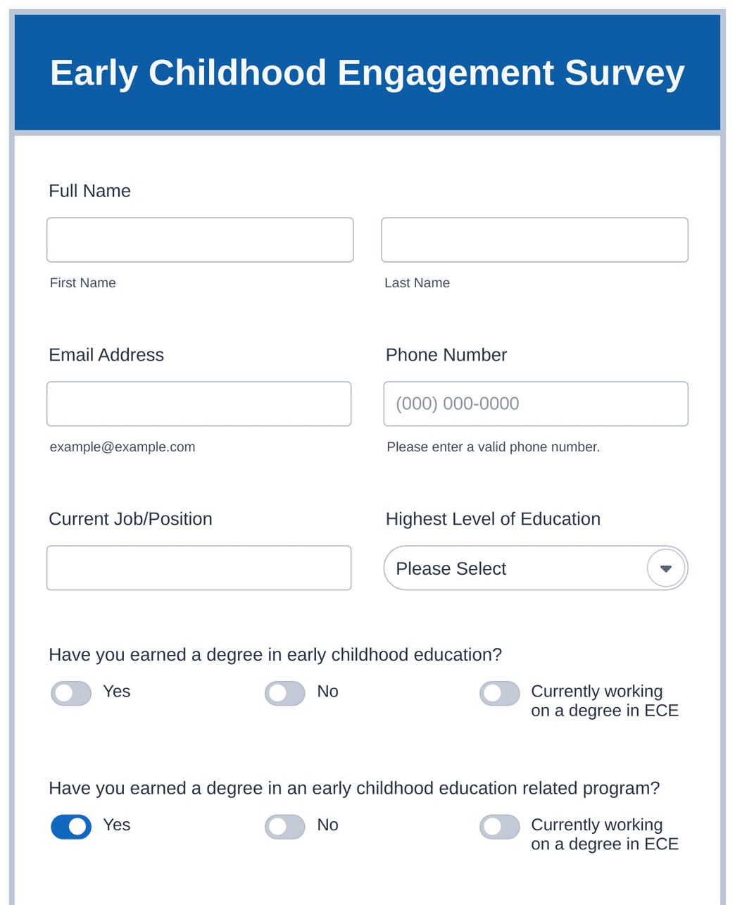 Early Childhood Engagement Survey Form Template | Jotform
