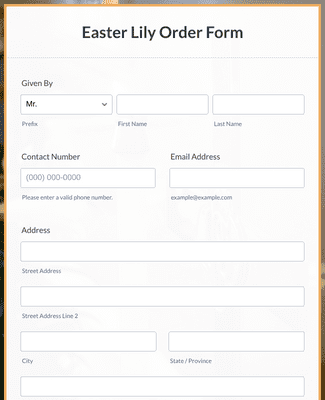 Corsage Order Form Template Jotform