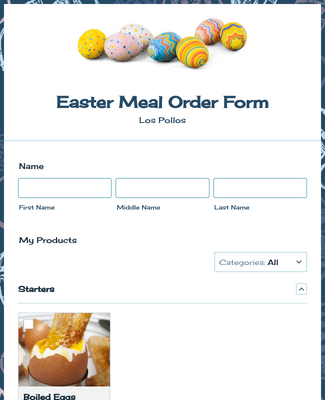 Form Templates: Easter Meal Order Form