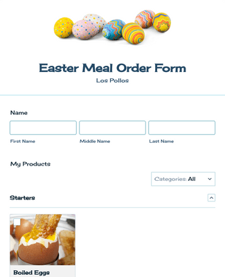 Form Templates: Easter Meal Order Form