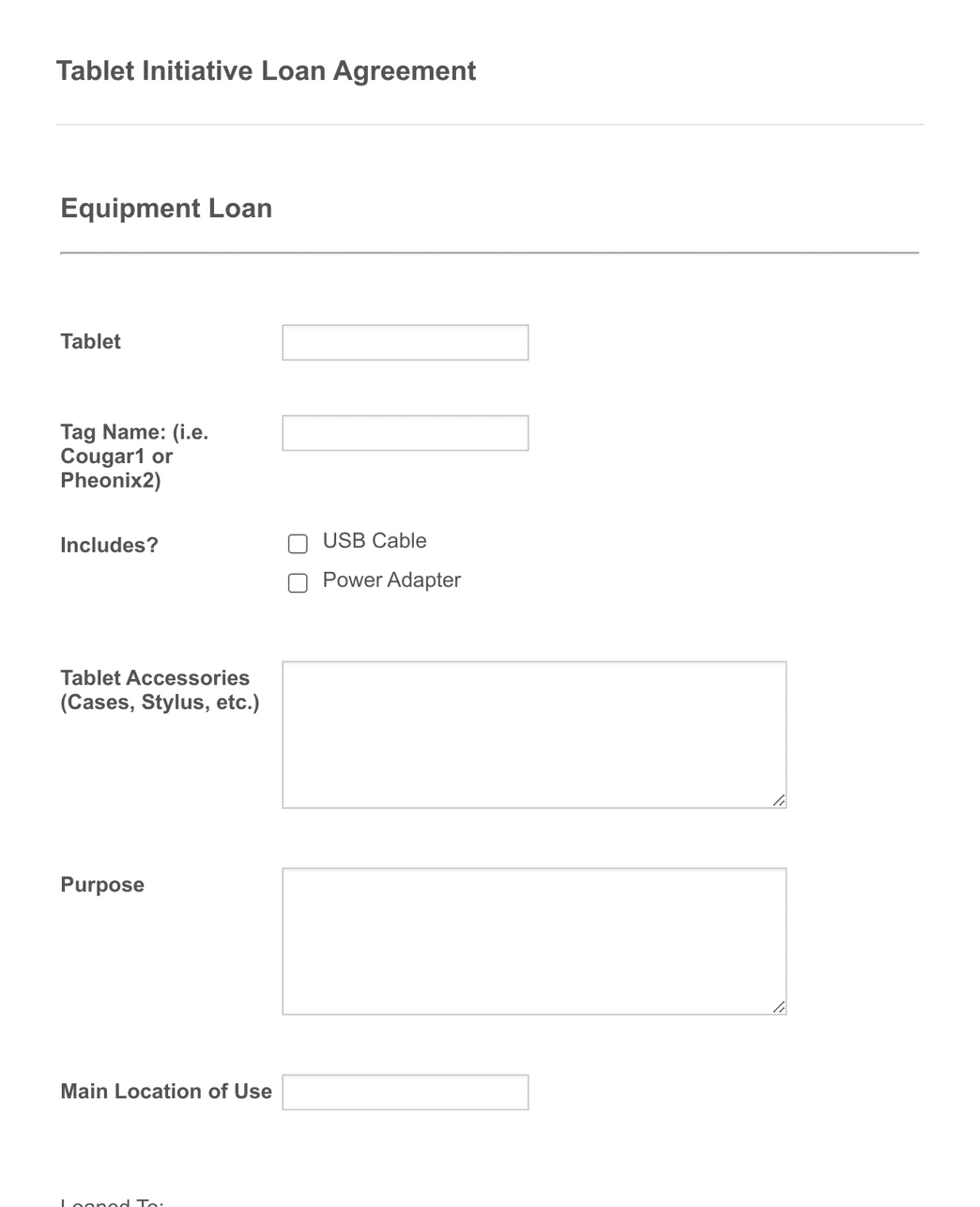 Ebrons Equipment Loan Form Template Jotform 8955