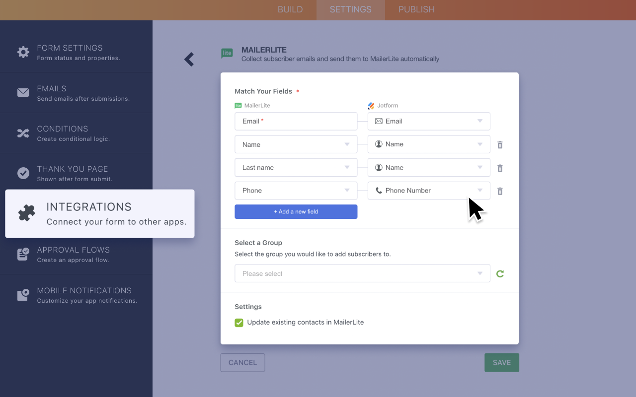 MailerLite Emailing Jform