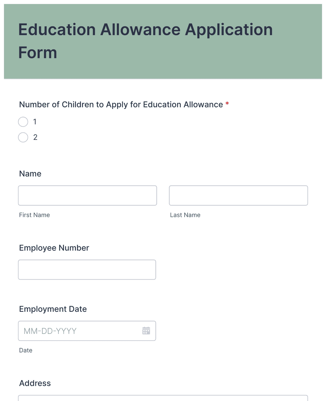 Education Allowance Application Form Template Jotform