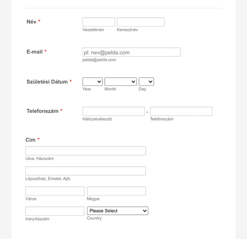 Form Templates: Edzőtábor Regisztráció