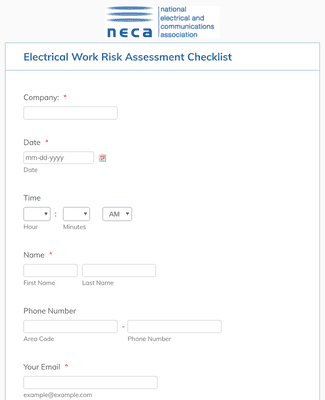 Electrical Work Risk Assessment Checklist