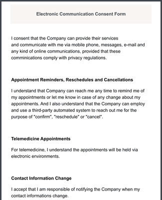 Electronic Communication Consent Form Template | Jotform