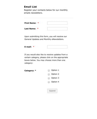 Form Templates: Email List Form