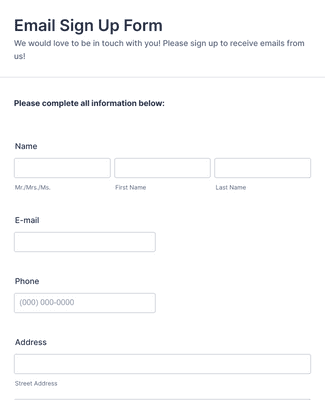 Form Templates: Email Signup Form