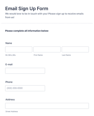SIMPLE EMAIL CAPTURE Form Template | Jotform