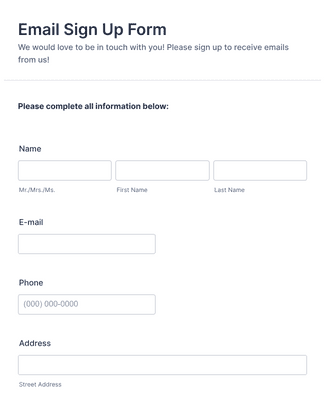 Email Signup Form