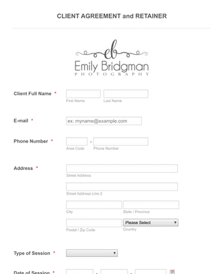 Form Templates: Photography Client Agreement Form