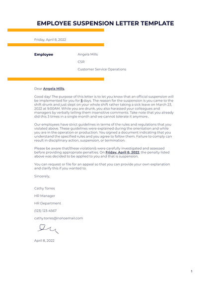 Employee Suspension Letter Template