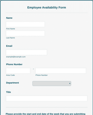Form Templates: Employee Availability Form