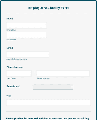 Form Templates: Employee Availability Form