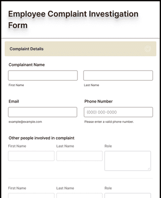 Employee Complaint Investigation Form Template | Jotform