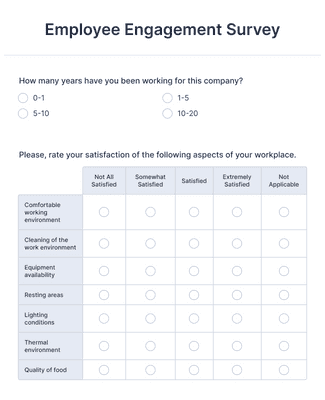 Employee Engagement Survey Form Template | Jotform