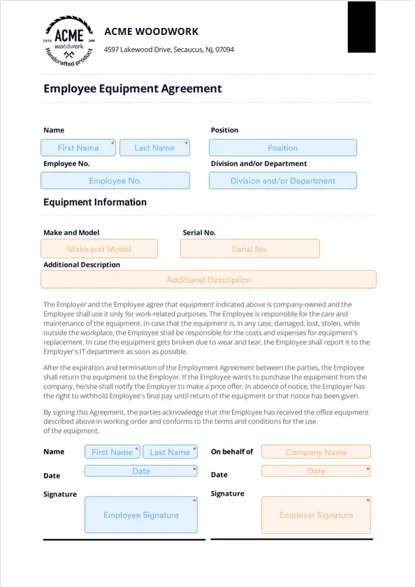 Employee Equipment Agreement